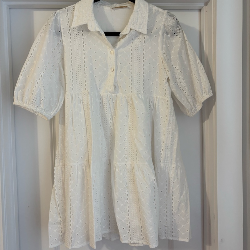 Karlie White Eyelet Mini Dress